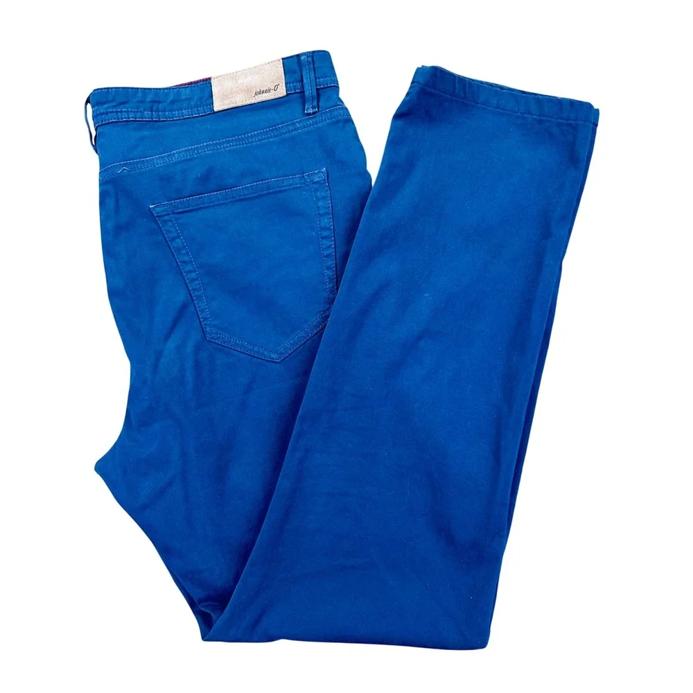 Johnnie-O Carmel 5-Pocket Chino Pants Men's 38x34 Navy Blue Stretch Straight Leg